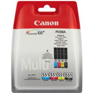 Canon CLI-551 C/M/Y/BK w/o sec inktcartridge 4 stuk(s) Origineel Normaal rendement Zwart, Cyaan, Magenta, Geel