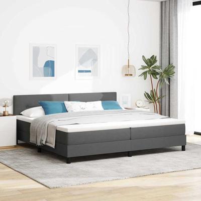 Boxspring Bed met Matras Donkergrijs 200x200 cm Stof