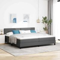 Boxspring Bed met Matras Donkergrijs 200x200 cm Stof