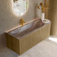 Badmeubel Mondiaz Kurve-Dlux | 125 cm | Meubelkleur Dusk | Wastafelkleur Oza | Solid surface | Wasbak linker zijde spoelbak | 1 kraangat