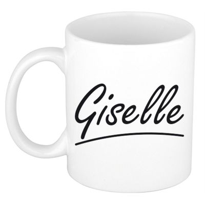 Naam cadeau mok / beker Giselle met sierlijke letters 300 ml Naam cadeau mok / beker Giselle met sierlijke letters 300 ml
