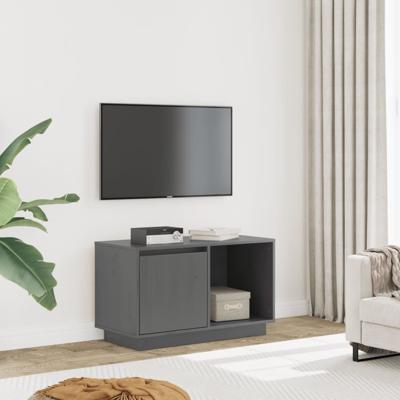Tv-meubel 74x35x44 cm massief grenenhout grijs
