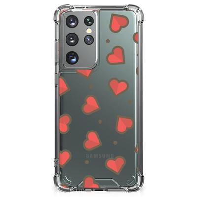 Samsung Galaxy S21 Ultra Doorzichtige Silicone Hoesje Hearts Samsung Galaxy S21 Ultra Doorzichtige Silicone Hoesje Hearts
