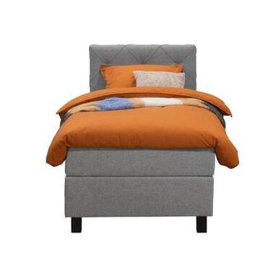 Boxspring Liv geruit - lichtgrijs - 90x200 cm - vierkante poot - Leen Bakker