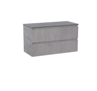 Linie Lado zwevend badmeubel 100,5 x 46,5  cm beton donkergrijs met Lado enkel of dubbel wastafelblad in beton donkergrijze melamine