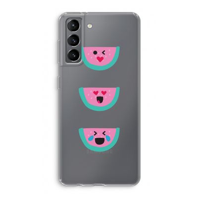Smiley watermeloen: Samsung Galaxy S21 Transparant Hoesje