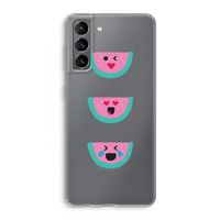 Smiley watermeloen: Samsung Galaxy S21 Transparant Hoesje