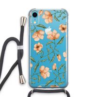 Peachy flowers: iPhone XR Transparant Hoesje met koord