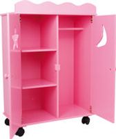 Poppen garderobe kast - roze - thumbnail