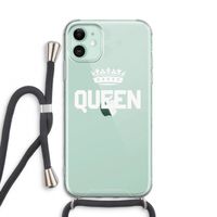 Queen zwart: iPhone 11 Transparant Hoesje met koord