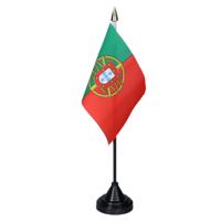 Vlag Portugal tafelvlaggetjes - 1x stuks - 10 x 15 cm vlag - met zwarte standaard - versiering