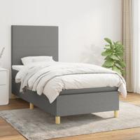 Boxspring met matras stof donkergrijs 90x190 cm