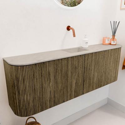 Toiletmeubel Mondiaz Joya Dlux | 123.2 cm | Meubelkleur Dusk | Faye wastafel Opalo Wasbak Midden | Zonder kraangat(en)