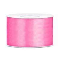 Sierlint satijn - Roze - 3,8 cm/38 mm x 25 meter - Cadeaulint satijnlint/sierlinten - Hobby