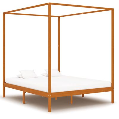 vidaXL Hemelbedframe massief grenenhout honingbruin 160x200 cm