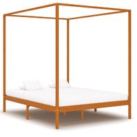 vidaXL Hemelbedframe massief grenenhout honingbruin 160x200 cm - thumbnail