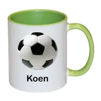 Voetbal mok met naam (groen)