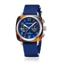 CAGARNY 6883 Fashion waterdichte polychromatische metalen shell quartz horloge met canvas armband