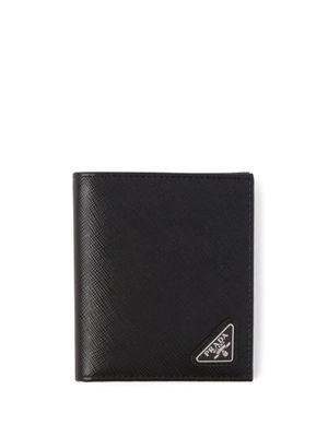 Prada portefeuille pliant en cuir saffiano - Noir