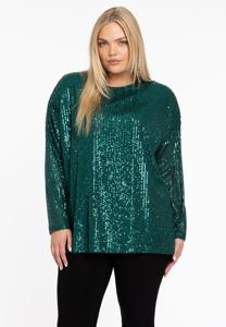 Yoek Tuniek vierkant met pailletten | Groen | Maat 50/52