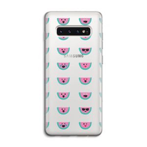 Smiley watermeloenprint: Samsung Galaxy S10 4G Transparant Hoesje