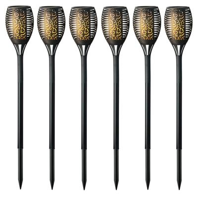 Lumineo Solar tuinlamp / fakkel / prikspot - 12x - vlameffect - zonne-energie - 61 cm