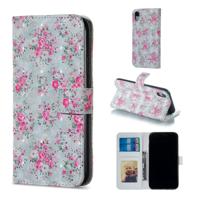 Rose patroon horizontale Flip lederen case voor iPhone XR met houder & kaartsleuven & foto frame & portemonnee