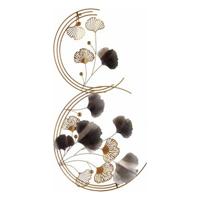 Ophangdecoratie Blommor Muurschildering Blauw Gouden Metaal Koper (80 x 151 x 5,5 cm)