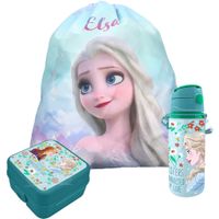 Disney Frozen lunchbox set voor kinderen - 3-delig - blauw - incl. gymtas/schooltas - thumbnail