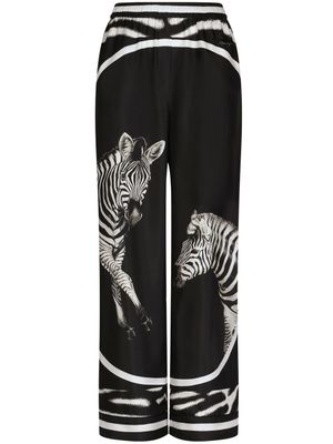 Dolce & Gabbana bas de pyjama en serge à imprimé zébré - Noir
