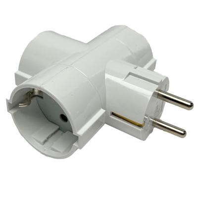 Randaarde stekkeradapter 3-voudig T-model wit - 6175914