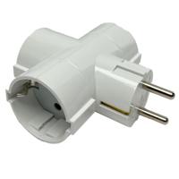 Randaarde stekkeradapter 3-voudig T-model wit - 6175914