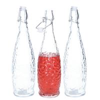 Alessandro Beugelfles/weckfles - 3x - gedecoreerd glas - transparant - luchtdicht - 1 liter