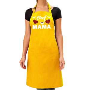 Geel keukenschort Chef Mama voor dames   -