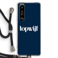 Topwijf Navy: Sony Xperia 1 III Transparant Hoesje met koord