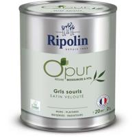 O'PUR verf voor muren, houtwerk & radiatoren - RIPOLIN - 472827 - Muisgrijs - Fluweel satijn - 2 L