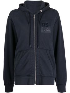 Raf Simons hoodie zippé à patch logo - Bleu