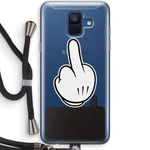 Middle finger white: Samsung Galaxy A6 (2018) Transparant Hoesje met koord
