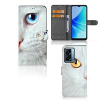 OPPO A77 5G | A57 5G | Telefoonhoesje | Met pasjeshouder | Witte Kat OPPO A77 5G | A57 5G | Telefoonhoesje | Met pasjeshouder | Witte Kat