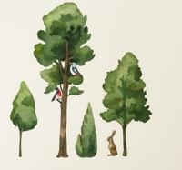 Aquarella houten bomen muursticker