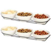 Vessia saus/snacks kommetjes/schaaltjes in standaard - wit - keramiek - set 6x stuks - D12 x 6.5 cm