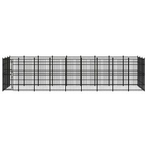 The Living Store Hondenkennel - Zwart - Gepoedercoat staal - 864 x 288 x 200 cm - Met deur