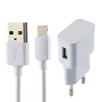 5V 2.1A Intellgent Identification USB Charger with 1m USB to 8 Pin Charging Cable EU Plug For iPhone X iPhone 8 iPhone 7 & 7 Plus iPhone 6 & 6s