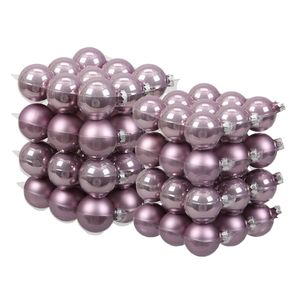 72x stuks glazen kerstballen salie paars (lilac sage) 4 en 6 cm mat/glans - Kerstbal