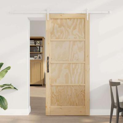 Schuifdeur met Hang- en Sluitwerk 78x202 cm Massief Grondhout