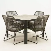 Tuinset Babilonia met Castilla negro 100x100cm tafel Tuinset Babilonia met Castilla negro 100x100cm tafel