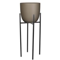 Mica Decorations Bloempot met verhoger - D25 x H23 cm - pot taupe - verhoger zwart/metaal H55 cm
