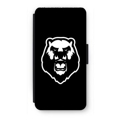 Angry Bear (black): iPhone 7 Flip Hoesje