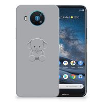 Nokia 8.3 Telefoonhoesje met Naam Grijs Baby Olifant - thumbnail