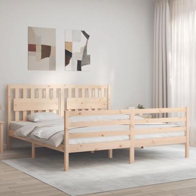 Bedframe met hoofdbord massief hout